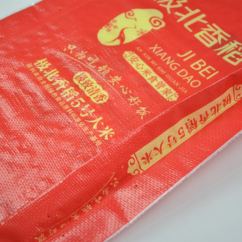 Red transparent woven polypropylene laminated empty 10kg rice bags