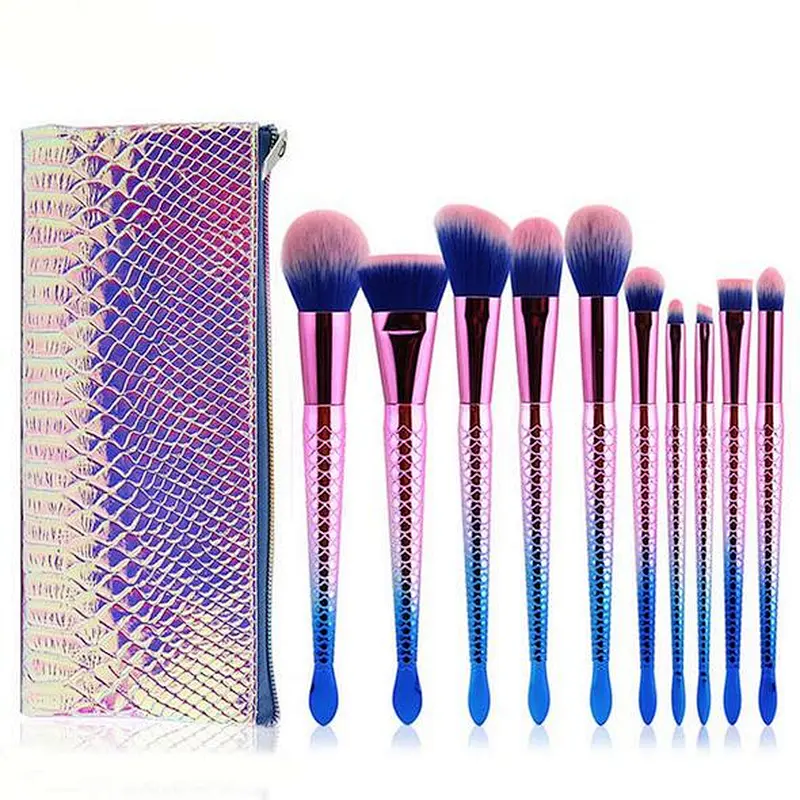 10PCS Mermaid Makeup Brushes Set With Case