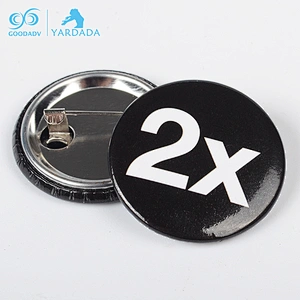 Hot Sale Custom CMYK color black metal tinplate pin button badge