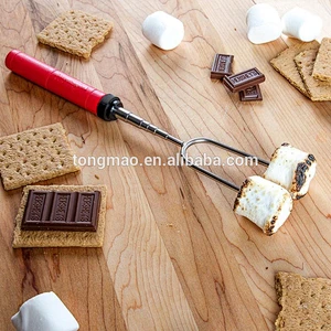 wooden handle extendable stainless steel Marshmallow skewers