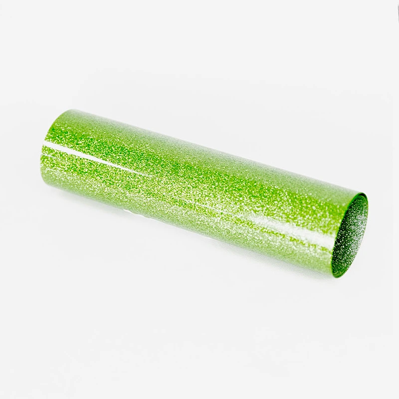 Green Glitter Heat Transfer Vinyl  PU film htv use on T-shirts fabrics textile bag