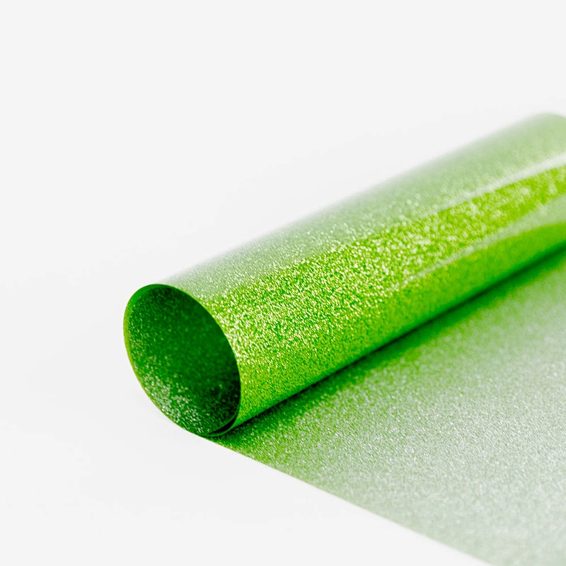Green Glitter Heat Transfer Vinyl  PU film htv use on T-shirts fabrics textile bag