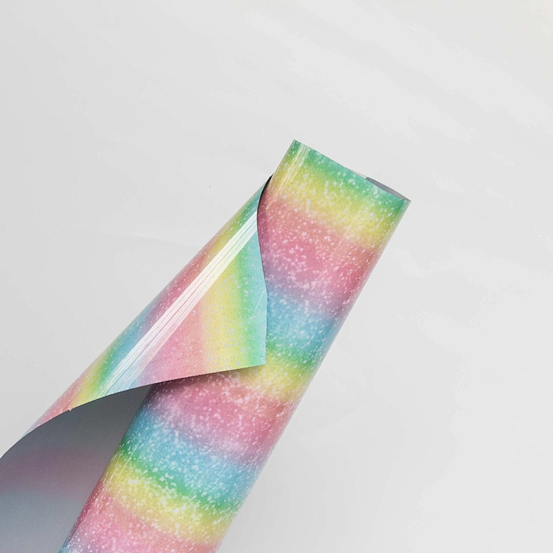 Reflective Rainbow Heat Transfer vinyl PU Iron on Vinyl for DIY T-Shirt Fabric