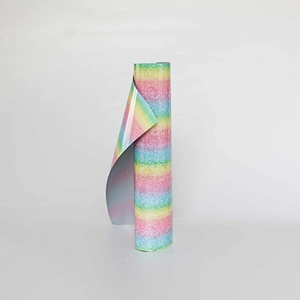 Reflective Rainbow Heat Transfer vinyl PU Iron on Vinyl for DIY T-Shirt Fabric