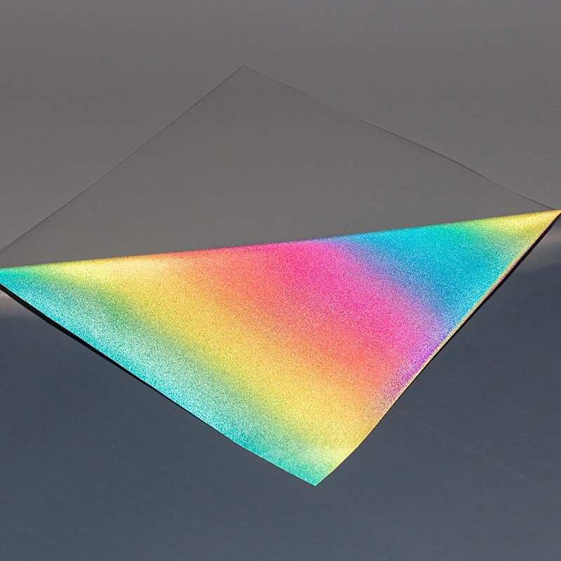 Reflective Rainbow Heat Transfer vinyl PU Iron on Vinyl for DIY T-Shirt Fabric