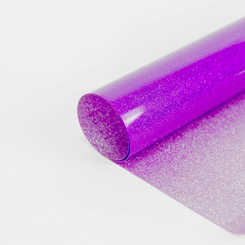 Purple Glitter Heat Transfer Vinyl  PU film htv use on T-shirts fabrics textile bag