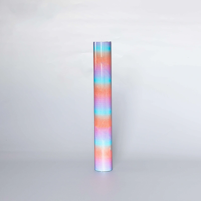 Reflective Rainbow Heat Transfer vinyl PU Iron on Vinyl for DIY T-Shirt Fabric