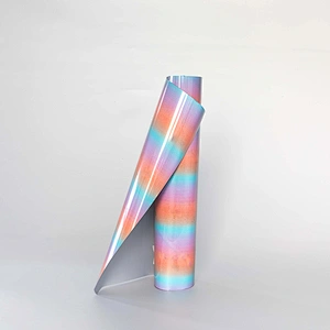 Reflective Rainbow Heat Transfer vinyl PU Iron on Vinyl for DIY T-Shirt Fabric