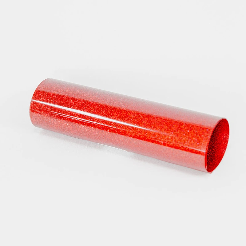 Red Glitter Heat Transfer Vinyl  PU film htv use on T-shirts fabrics textile bag