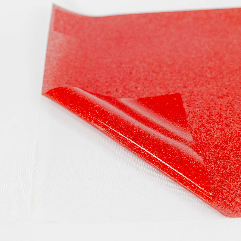 Red Glitter Heat Transfer Vinyl  PU film htv use on T-shirts fabrics textile bag