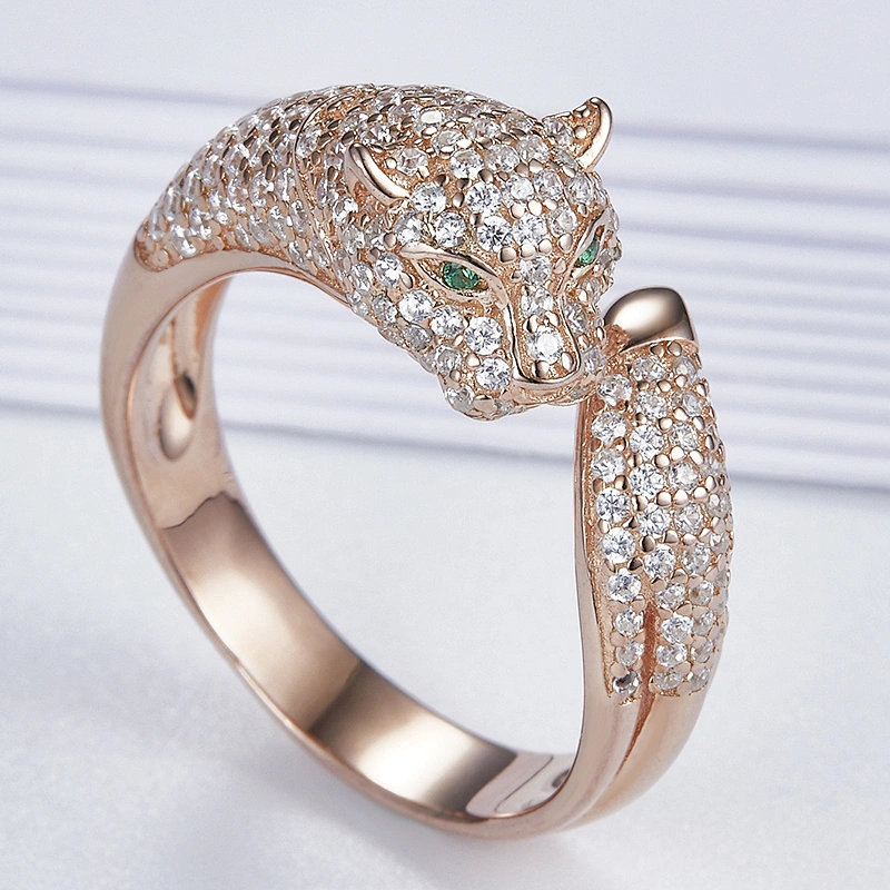 The leopard ring shape design,925 sterling silver, inlay zircon