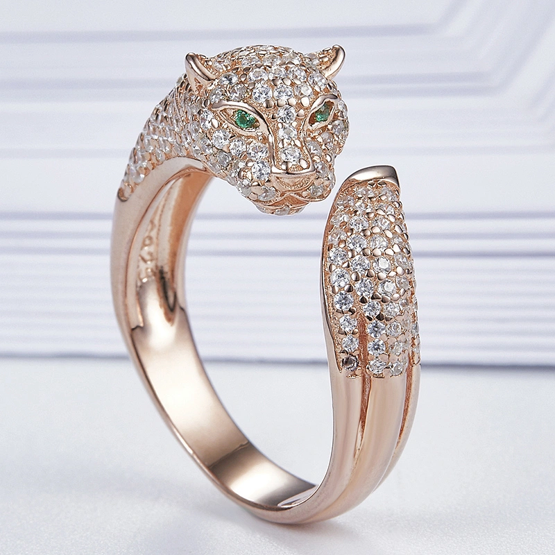 The leopard ring shape design,925 sterling silver, inlay zircon