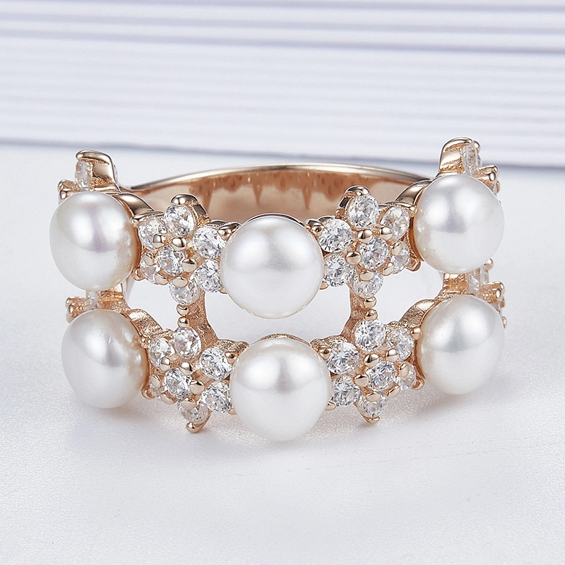 Small beautiful pearl diamond ring,925 sterling silver, inlay zircon
