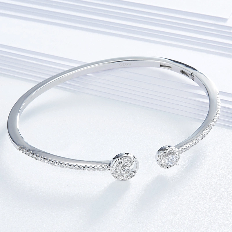 High-grade Mosaic zircon bangle,925 sterling silver