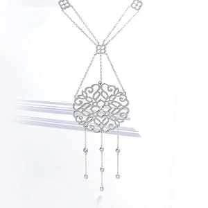 Beautiful tassels hollow-out necklace,925 silver inlay zircon