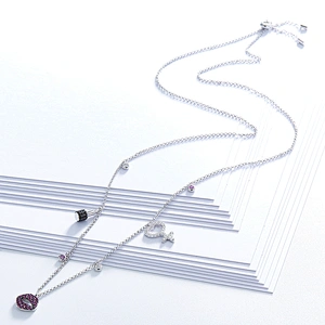 Fashion lips trinkets necklace,925 silver inlay zircon,