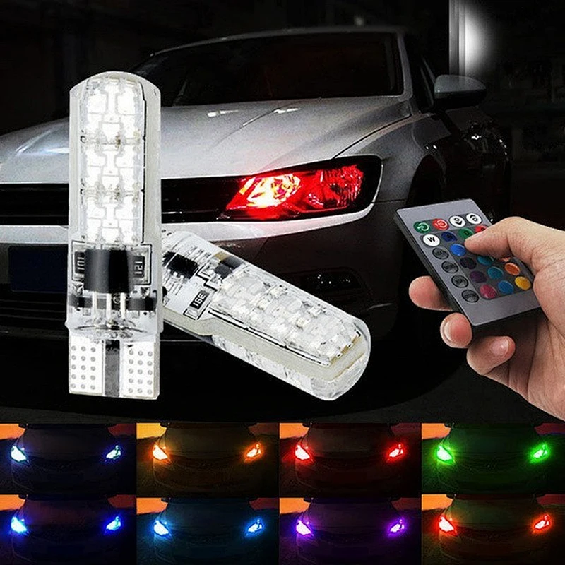 RGB remote control T10 194 W5W led width light for car
