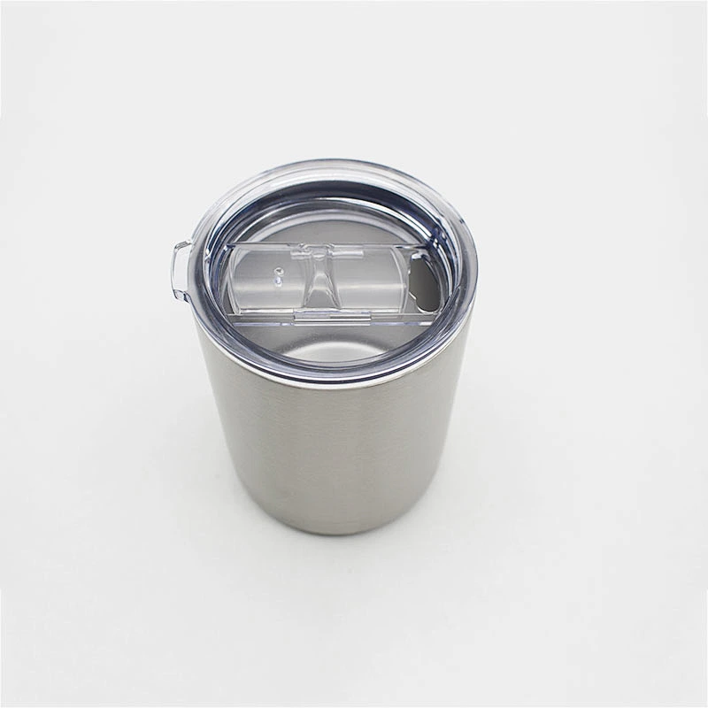 10oz double wall vacuum insulated stainless steel thermos powder coated tumbler with slide lid