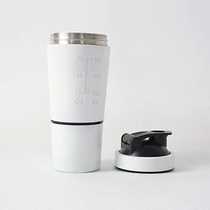 double wall stainless steel two layer cup with white painting color shaker bottle