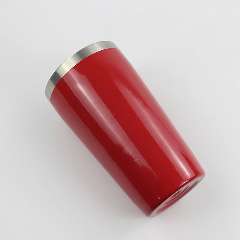 400ml double wall vacuum insulated stainless steel beer mug with red painting color and silver top