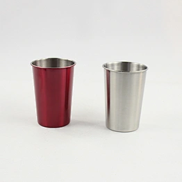 350ml single wall stainless steel roll edge cup with red painting color