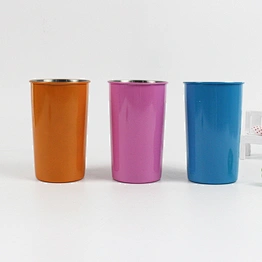 300ml single wall stainless steel roll edge cup with painting color