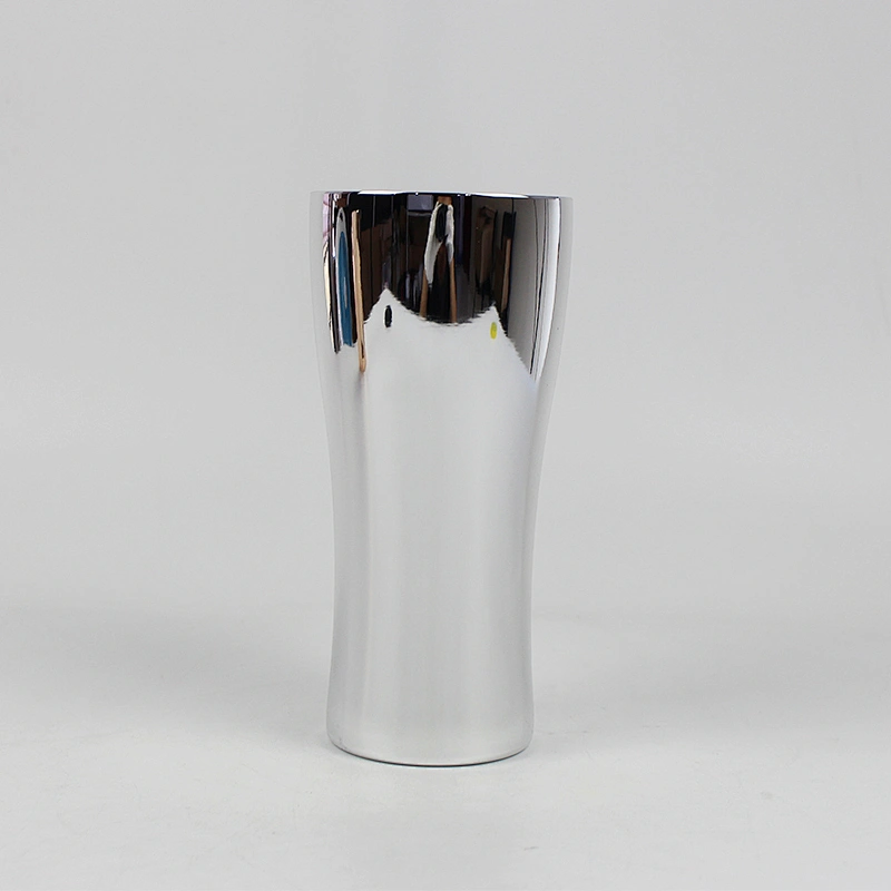 400ml double wall vacuum insulated stainless steel arc shape stainless steel mirror finish coffee mug with electroplated copper color