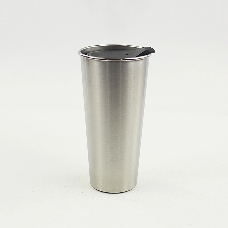 480ml double wall vacuum insulated roll edge stainless steel painting color coffee mug with plastic slide lid