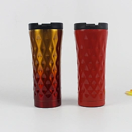 480ml double wall vacuum thermos stainless steel coffee mug with hammer pattern