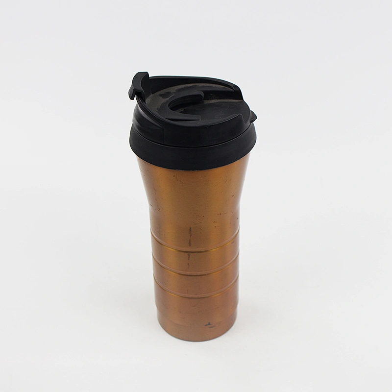 480ml double wall vacuum insulated stainless steel painting color coffee mug with black plastic lid