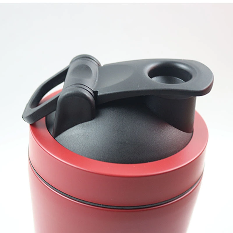 480ml double wall vacuum insulated stainless steel shaker bottle with red painting color