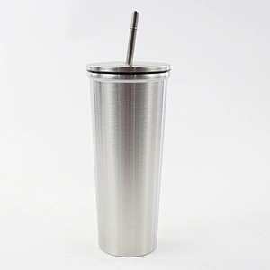 600ml double wall vacuum insulated stainless steel straw tumbler
