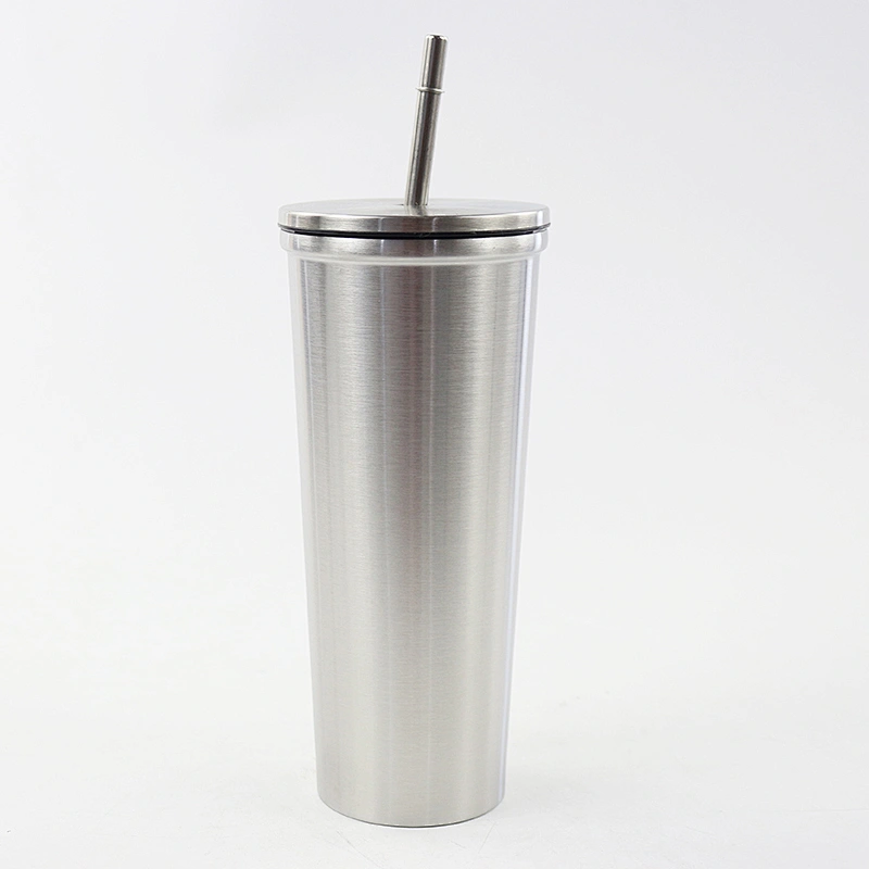 600ml double wall vacuum insulated stainless steel straw tumbler