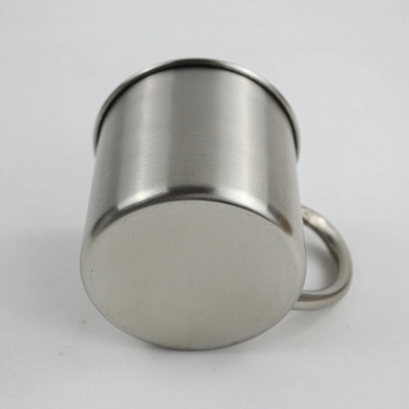 12oz single wall roll edge stainless steel mug with handle