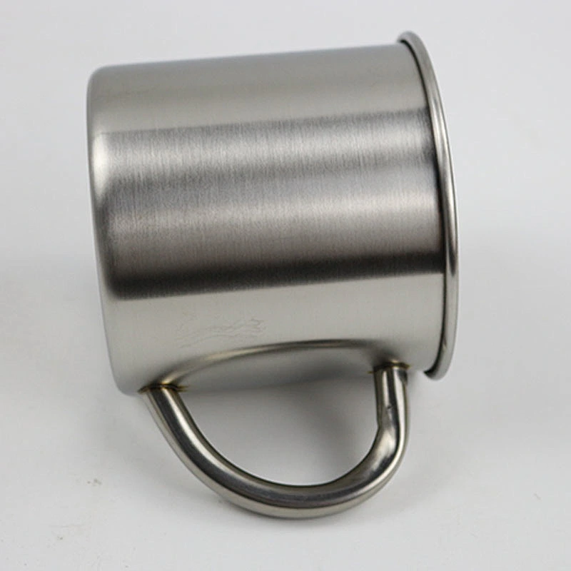 12oz single wall roll edge stainless steel mug with handle