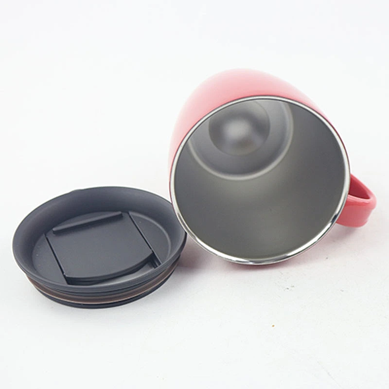 350ml double wall vacuum insulated painting color coffee mug with black plastic slide lid