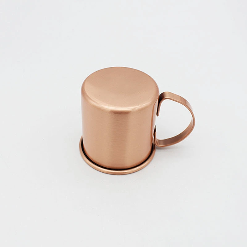 420ml single wall stainless steel roll edge copper plated mug with handle