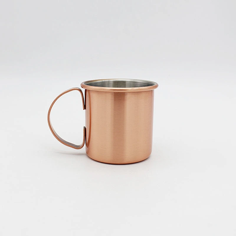420ml single wall stainless steel roll edge copper plated mug with handle