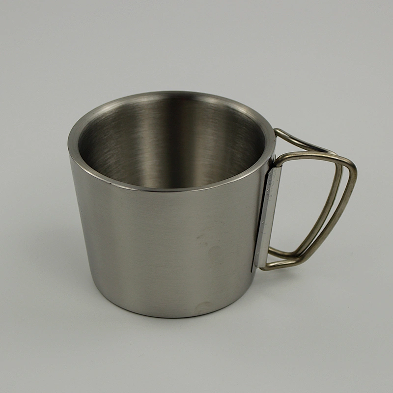 250ml stainless steel double wall coffee mug with  butterfly handle