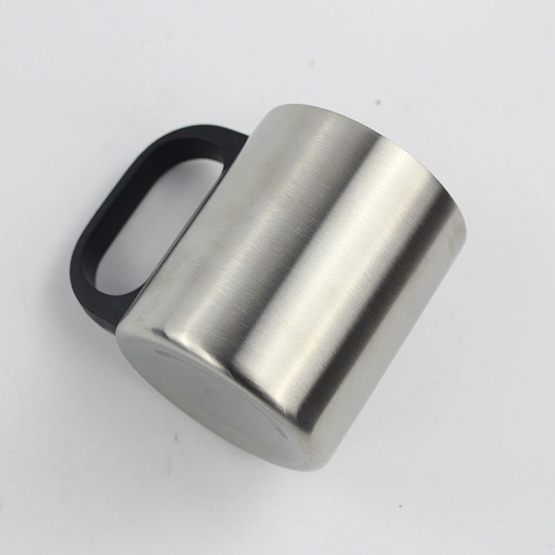 350ml double wall stainless steel mug with plastic handle