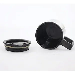 12oz plastic inner stainless outer mug with plastic handle and stamp pattern