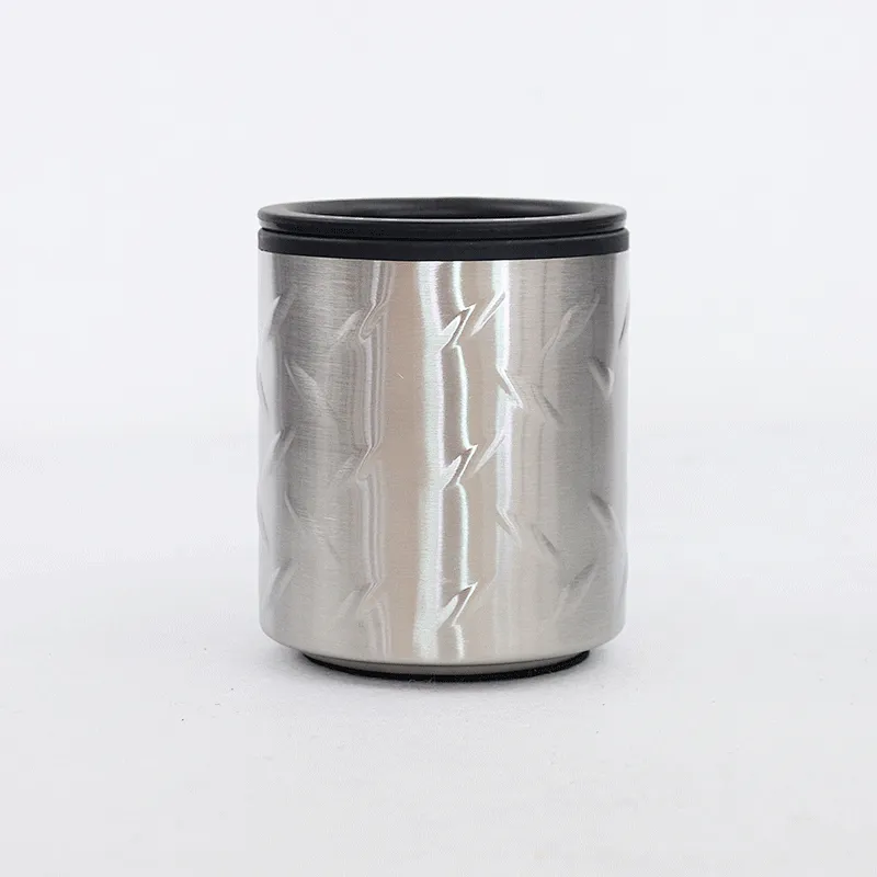 12oz plastic inner stainless outer mug with plastic handle and stamp pattern
