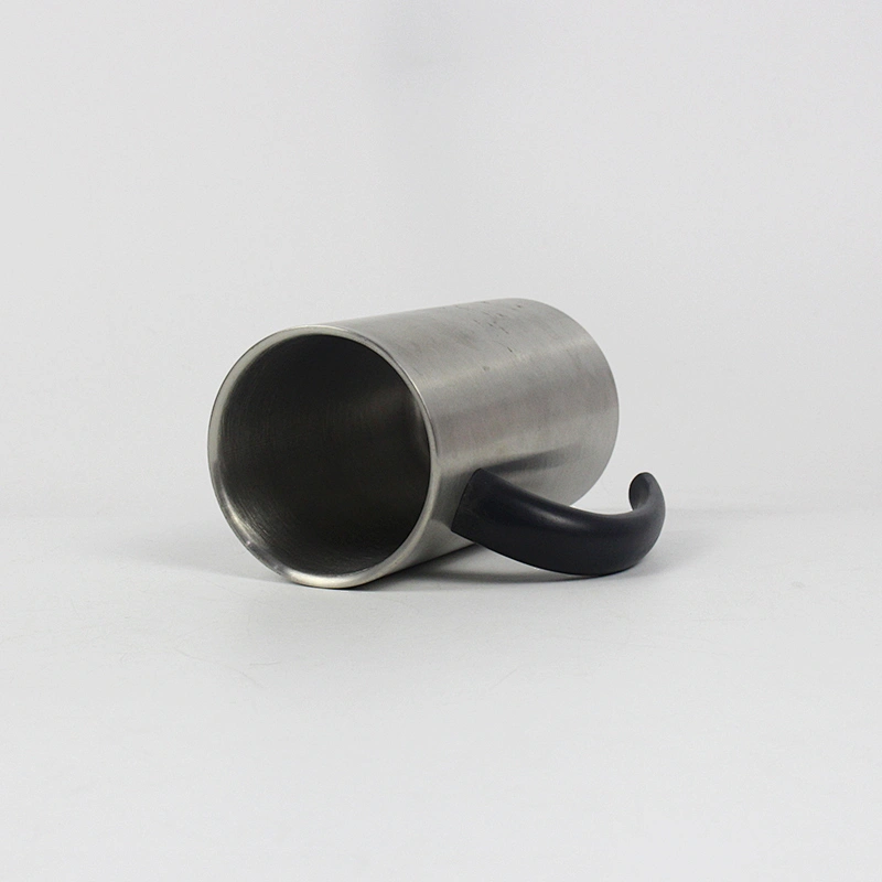 250ml double wall stainless steel mug with plastic handle