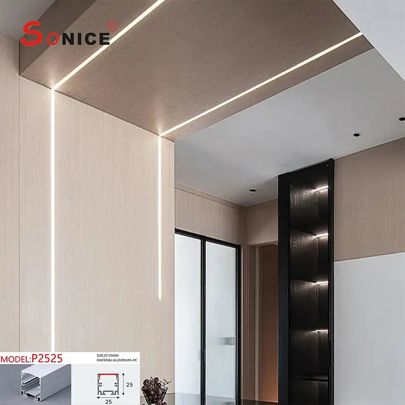 outside, surface mountedLED profile with LED strip
