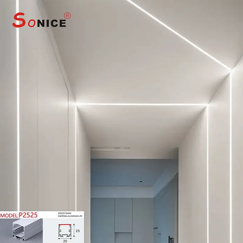 outside, surface mountedLED profile with LED strip