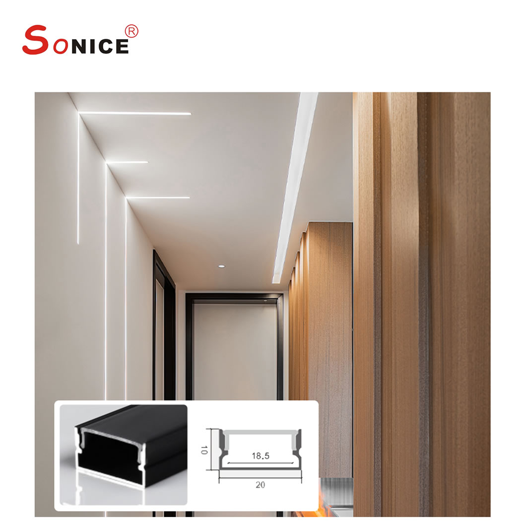 outside, surface mountedLED profile with LED strip