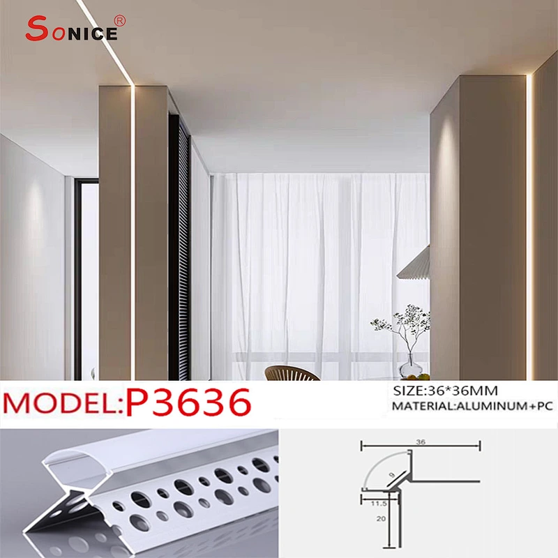 wall corner profile linear light