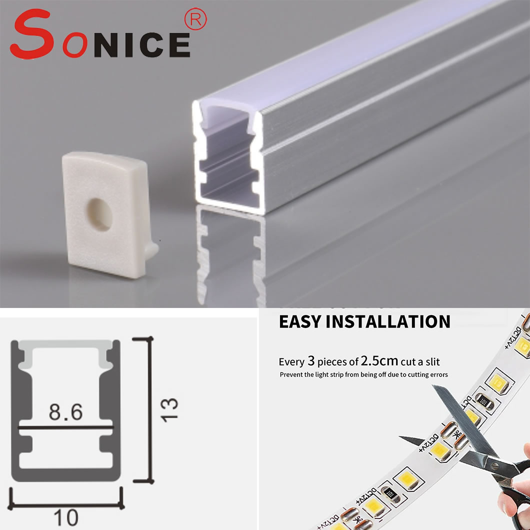 outside, surface mountedLED profile with LED strip