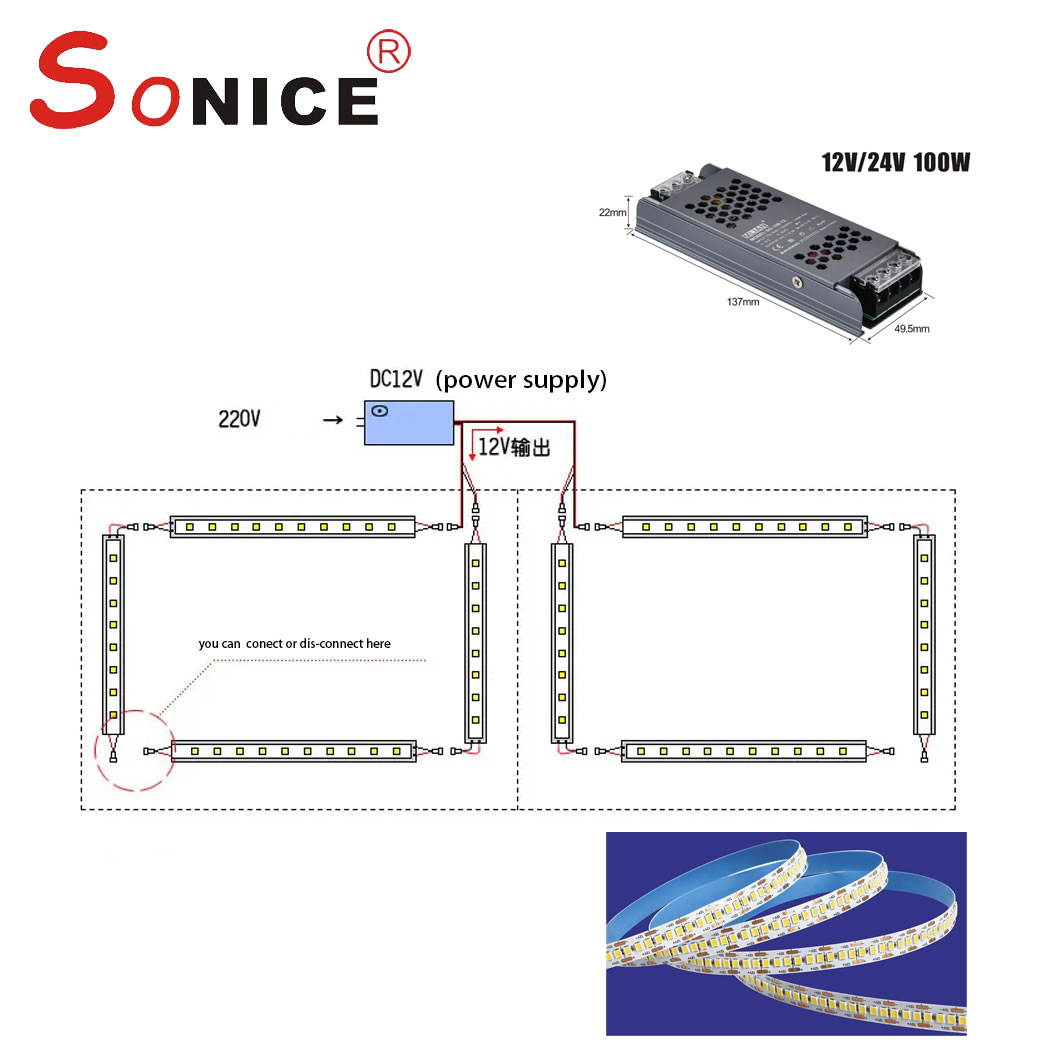 outside, surface mountedLED profile with LED strip