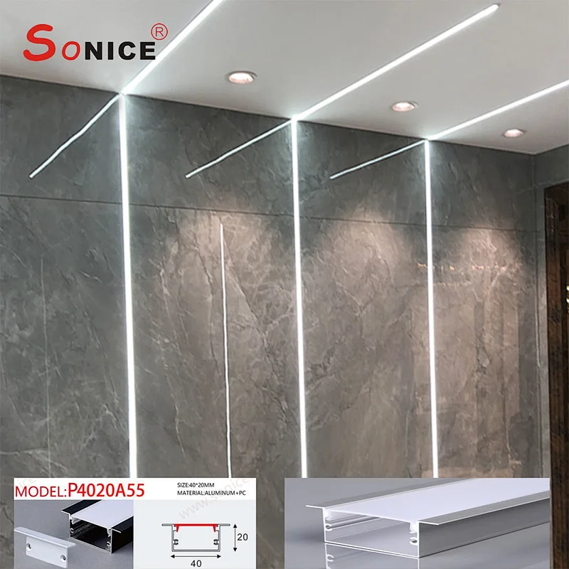 outside, surface mountedLED profile with LED strip